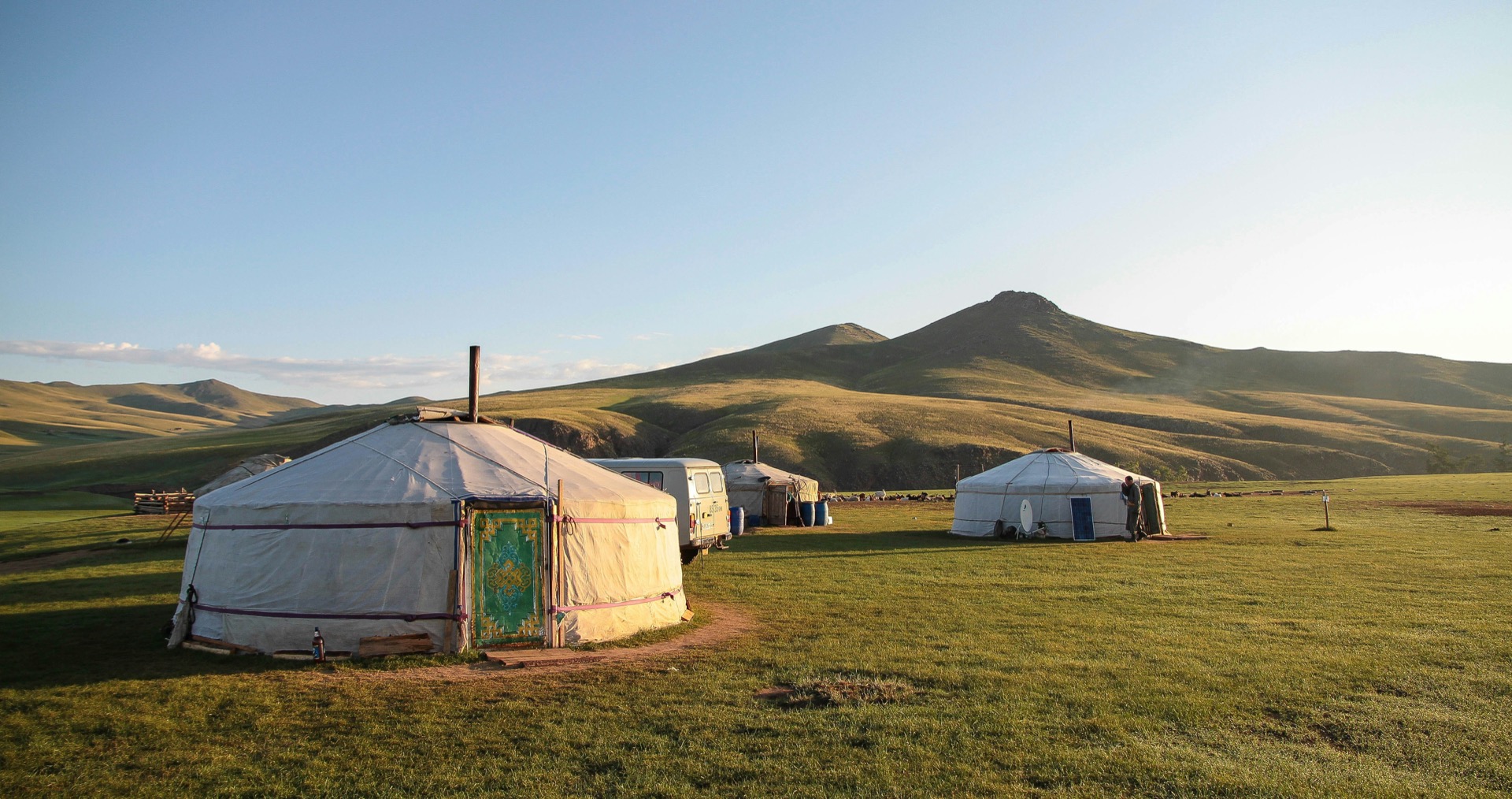 Yurts on the Mongolian steppe