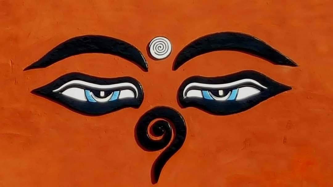 Buddha eyes mural