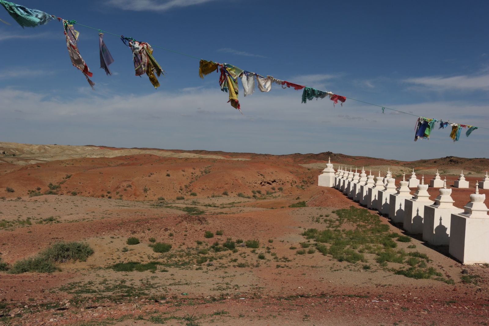 Prayer flags and stupas in Mongolia